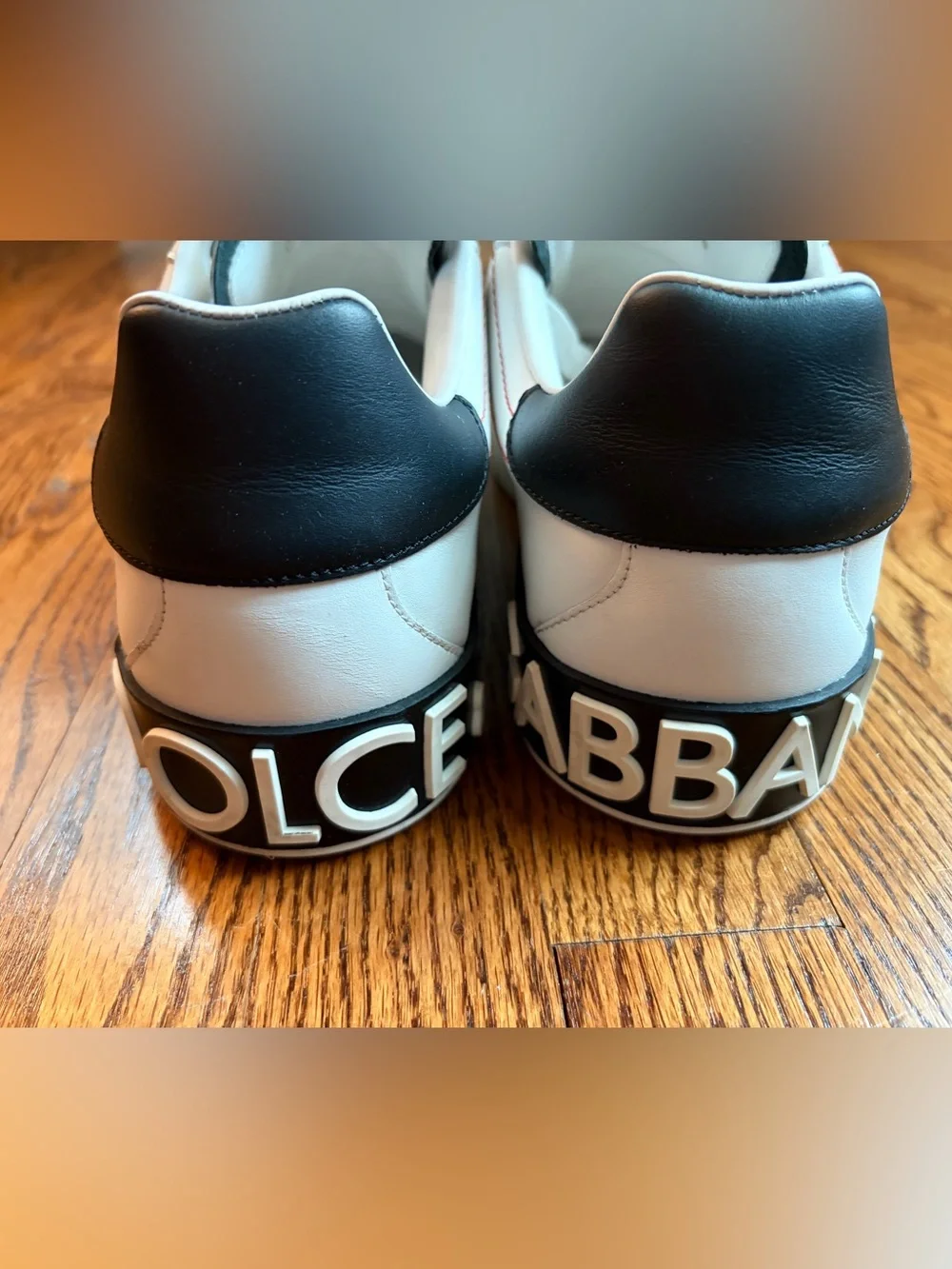Dolce & Gabbana Portofino Logo Spoiler Sneakers White Black Red Stitch Men’s 9